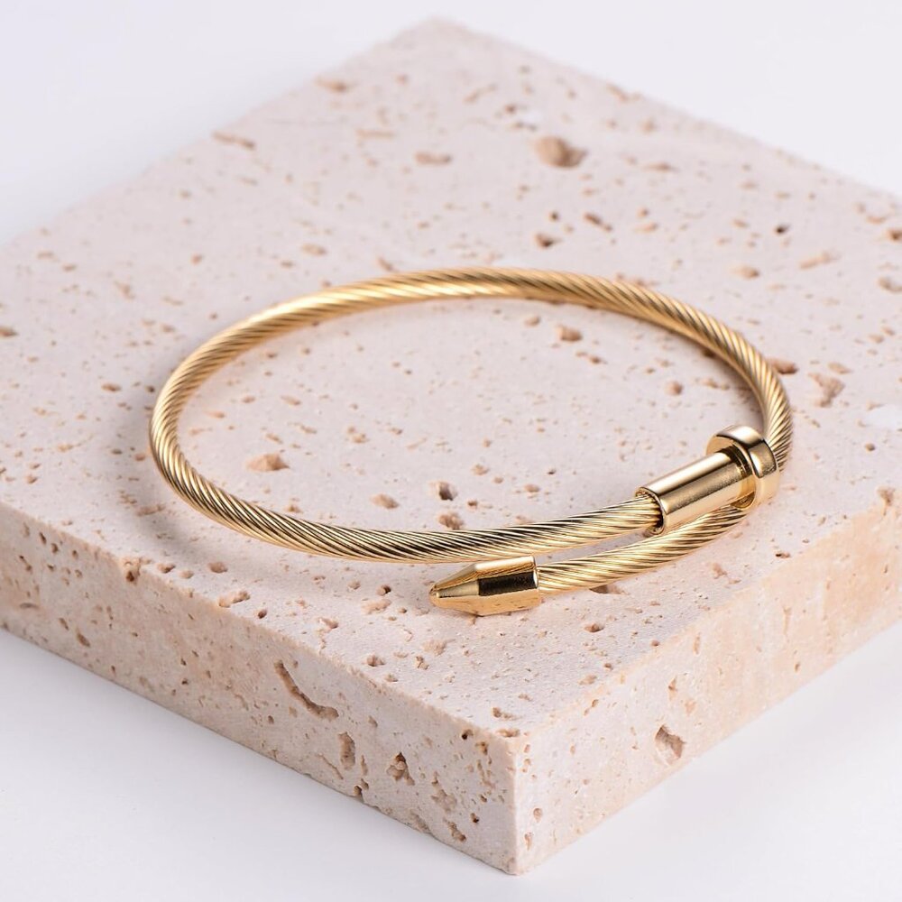 Gold Plated Floral Stackable Bracelets Set Sparkl… - image 6